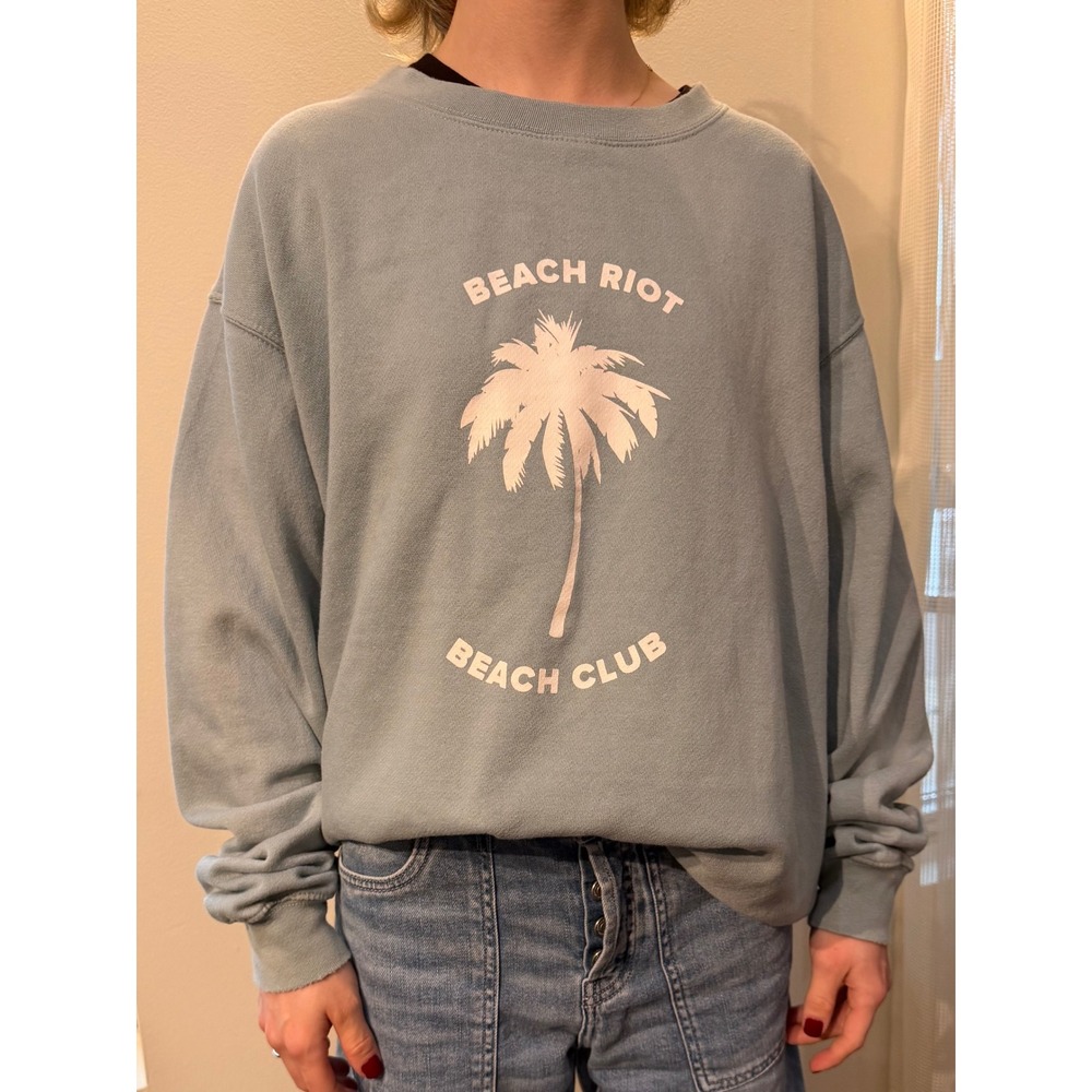 Beach Riot Beach Club Palm Tree Graphic Oversized Fleece Crewneck Sweatshirt